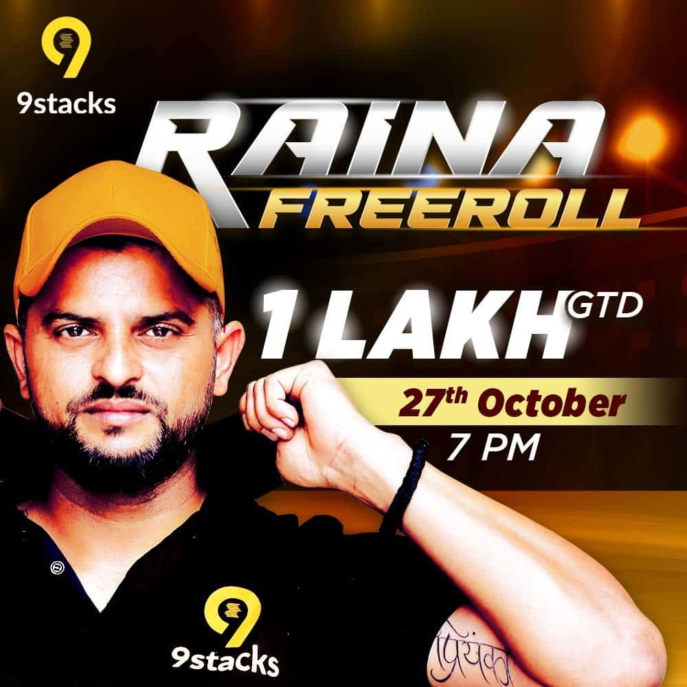 9stacks celebrates the signing of Suresh Raina as brand ambassador by hosting “Raina Freeroll” tournament on 27th Oct 2020