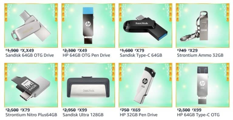 Blockbuster deals on Pendrives during Amazon Great Indian Festival sale