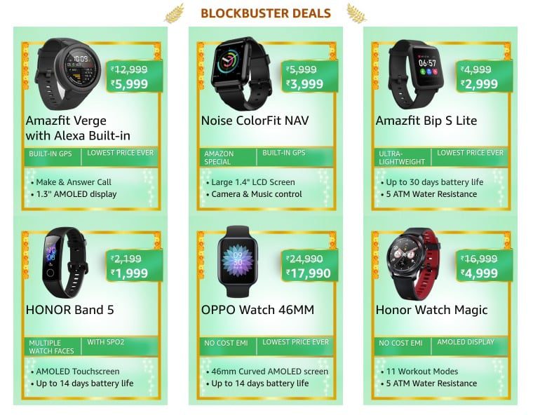 Blockbuster deals on Wearables on Amazon Great Indian Festival sale