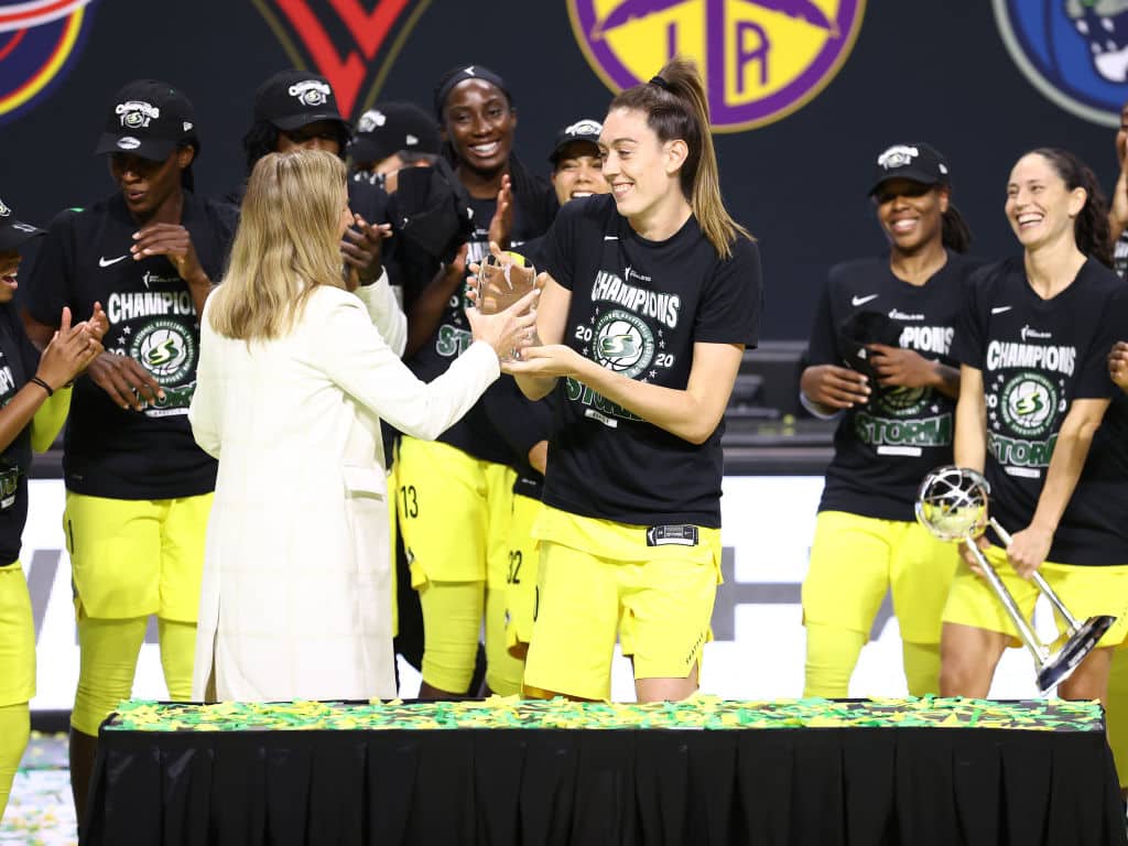 Breanna Stewart presented with MVP Award WNBA Finals: Seattle Storm crowned 2020 WNBA Champions