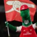 LONDON, ENGLAND - DECEMBER 05: Gunnersaurus the mascot of Arsenal during the Premier League match between Arsenal FC and Brighton & Hove Albion at Emirates Stadium on December 5, 2019 in London, United Kingdom. (Photo by James Williamson - AMA/Getty Images)