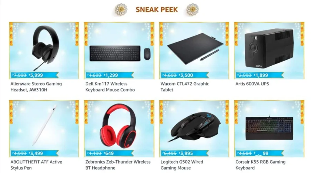 Revealed deals of Computer Accessories for Amazon Great Indian Festival sale_TechnoSports.co.in