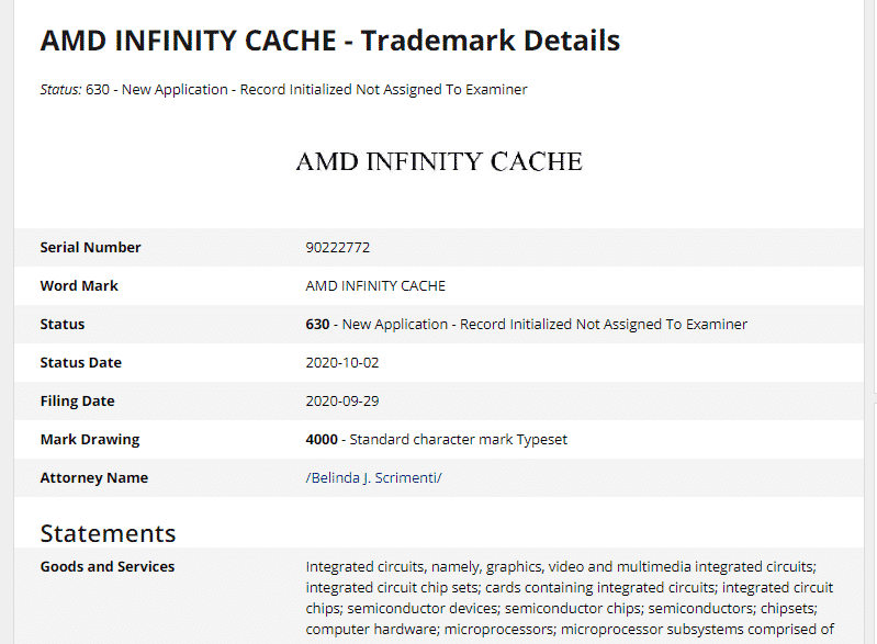 AMD Infinity Cache Trademark spotted