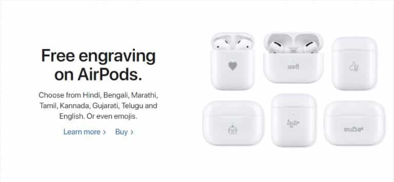 Did you know that Apple even provides Free engraving on AirPods if purchased?