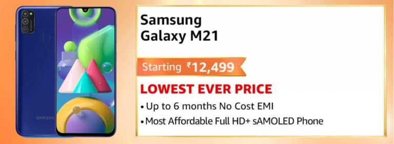 Samsung Galaxy M21 is available at Lowest Price on Amazon Great Indian Festival Sale