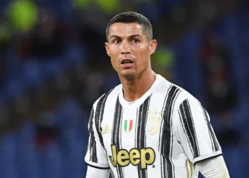 ROME, ITALY - SEPTEMBER 27: Cristiano Ronaldo of Juventus gestures during the Serie A match between AS Roma and Juventus at Stadio Olimpico on September 27, 2020 in Rome, Italy. (Photo by Silvia Lore/Getty Images)