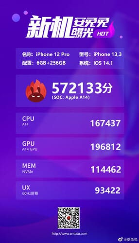 i2 4 iPhone 12 and iPhone 12 Pro AnTuTu benchmarks are moderate despite Apple's claim for the A14 Bionic