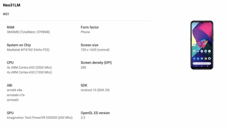 l3 LG W31 Specifications Leaked via Google Play Console
