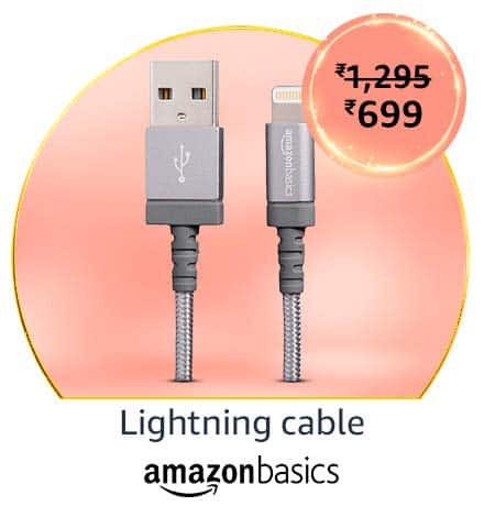 lightning cable Top deals on Amazon brands' products on Amazon Great Indian Festival