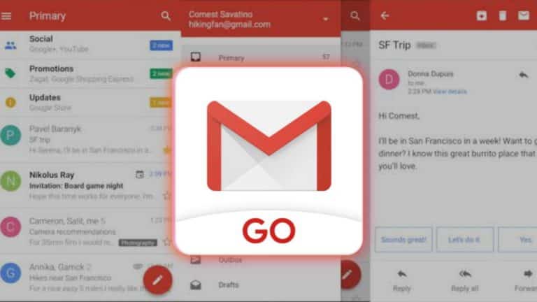 Gmail joins the list of Go apps available on PlayStore