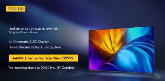 Presenting World's first SLED 4K Smart TV (55") from Realme for INR 39,999