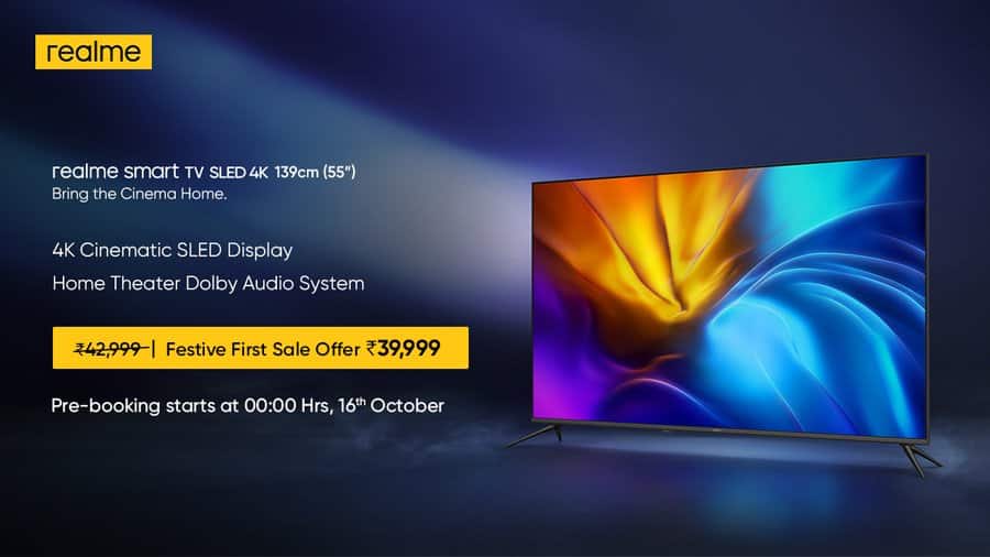 Presenting World's first SLED 4K Smart TV (55") from Realme for INR 39,999