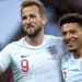 LONDON, ENGLAND - NOVEMBER 14: Harry Kane of England celebrate with heÕs team mate Jadon Sancho after scoring heÕs 2nd goal during the UEFA Euro 2020 qualifier between England and Montenegro at Wembley Stadium on November 14, 2019 in London, England. (Photo by Sebastian Frej/MB Media/Getty Images)