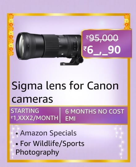 sigma lens Here's a sneak peek into the Camera and accessories deal coming in Amazon's Great Indian Festival