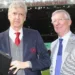 MANCHESTER, ENGLAND - APRIL 29:  Former manager Sir Alex Ferguson of Manchester United presents Manager Arsene Wenger of Arsenal with a gift to mark his retirement ahead of the Premier League match between Manchester United and Arsenal at Old Trafford on April 29, 2018 in Manchester, England.  (Photo by John Peters/Man Utd via Getty Images) *** Local Caption *** Arsene Wenger; Alex Ferguson
