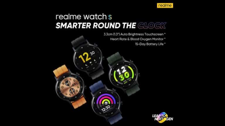 Realme to launch its Watch S on November 2 with Blood Oxygen Monitor and a 15-Day Battery Life