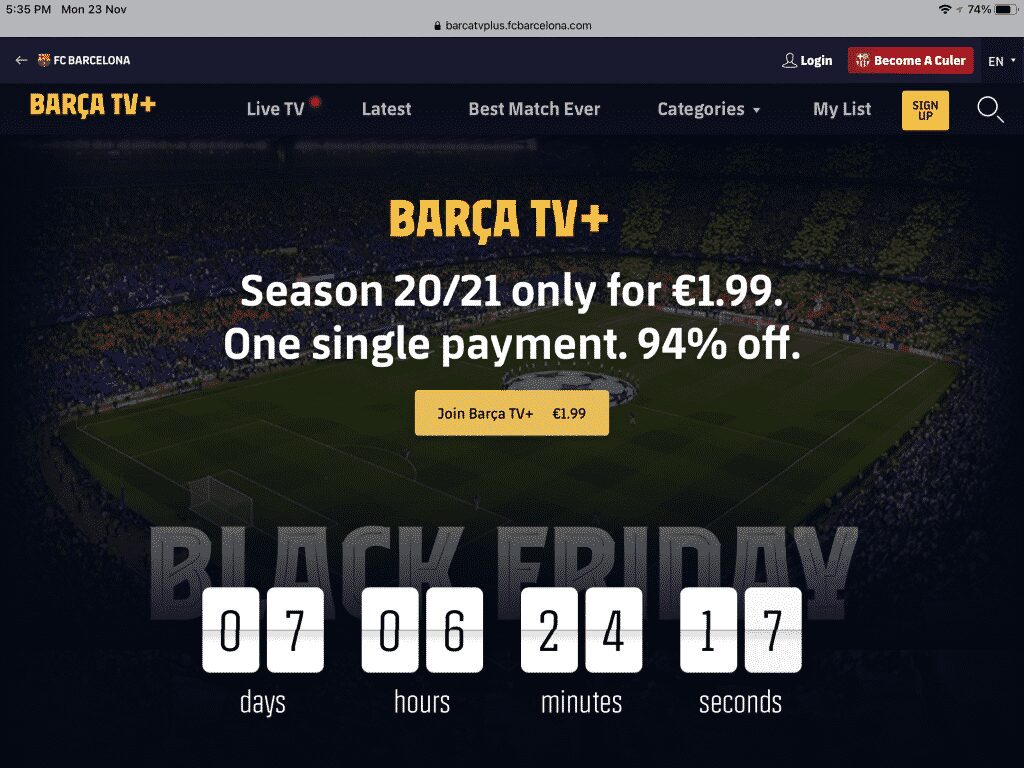 Get Barca TV+ membership for just €1.99 and enjoy season 20/21