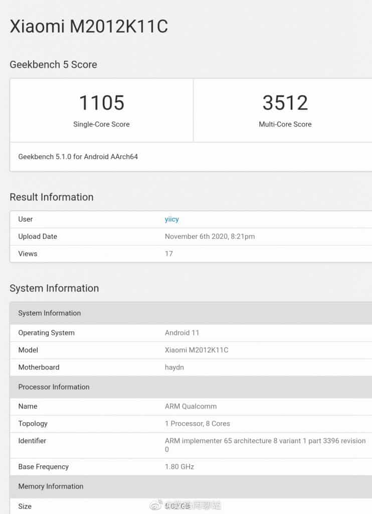 EmJXOU5XYAEqd7Z Xiaomi Mi 11 might arrive with a 48MP Ultra-wide lens, spotted on GeekBench
