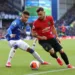 LIVERPOOL, ENGLAND - MARCH 01: Bruno Fernandes of Manchester United is challenged by Mason Holgate of Everton during the Premier League match between Everton FC and Manchester United at Goodison Park on March 01, 2020 in Liverpool, United Kingdom. (Photo by Clive Brunskill/Getty Images)