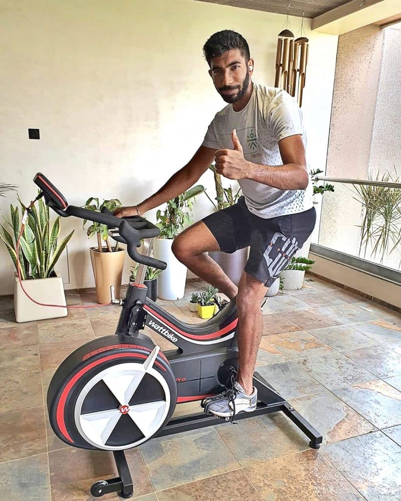 Jasprit Bumrah with Wattbike Cricket celebrities like Jasprit Bumrah & KL Rahul use the Wattbike from Grand Slam Fitness to stay fit while on tour breaks