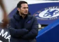 Chelsea's English head coach Frank Lampard watches from the touchline during the English Premier League football match between Chelsea and Southampton at Stamford Bridge in London on December 26, 2019. (Photo by Adrian DENNIS / AFP) / RESTRICTED TO EDITORIAL USE. No use with unauthorized audio, video, data, fixture lists, club/league logos or 'live' services. Online in-match use limited to 120 images. An additional 40 images may be used in extra time. No video emulation. Social media in-match use limited to 120 images. An additional 40 images may be used in extra time. No use in betting publications, games or single club/league/player publications. /