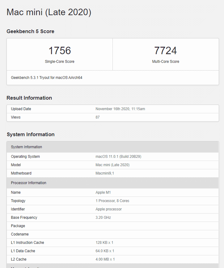 The new Apple Mac mini with M1 chips delivers never-seen-before single-core scores on Geekbench