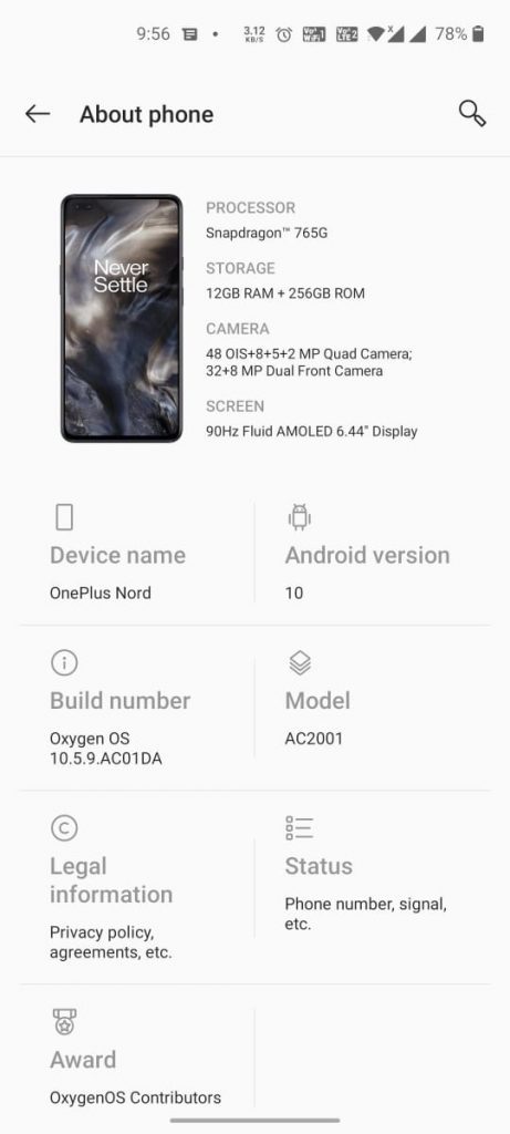 WhatsApp Image 2020 11 05 at 9.57.15 PM 3 OnePlus rolls out new OnePlus Nord Oxygen OS 10.5.9.ACO1DA update to all the Nord 5G owners