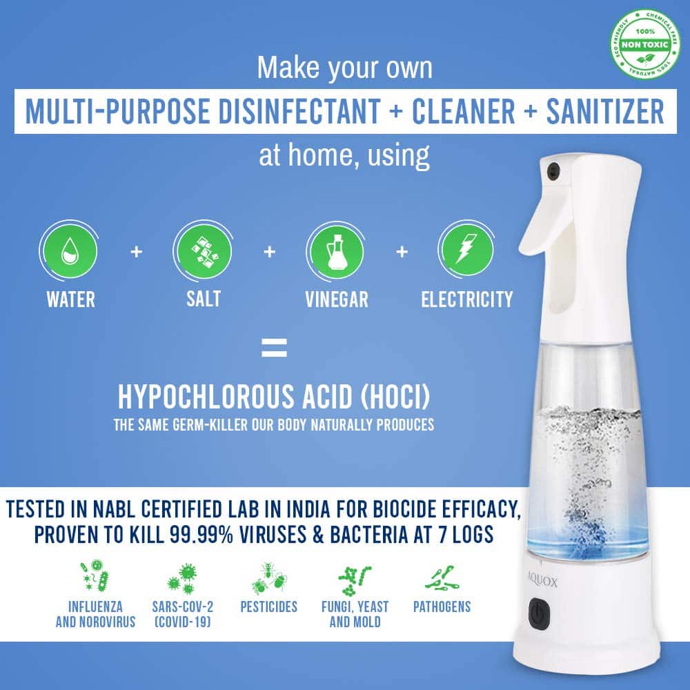 Aquox launches DIY Multi-Purpose and portable Disinfectant & Sanitizer Generator; priced at INR 3,999 & INR 1,599