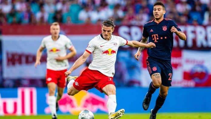 Marcel Sabitzer 7 RB Leipzig Lucas Hernandez 21 FC Bayern Muenchen waehrend der Saison 2019 2