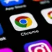 Sankt-Petersburg, Russia, September 30, 2018: Google Chrome application icon on Apple iPhone X screen close-up. Google Chrome app icon. Google Chrome application. Social media network