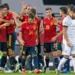 SEVILLE, SPAIN - NOVEMBER 17: (BILD ZEITUNG OUT) Ferran Torres of Spain celebrates after scoring his team's fourth goal during the UEFA Nations League group stage match between Spain and Germany at Estadio de La Cartuja on November 17, 2020 in Seville, Spain. (Photo by Javier Montano/DeFodi Images via Getty Images)