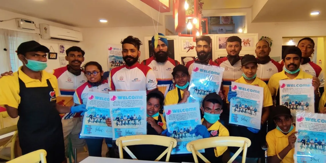 Infinity Ride 2020 takes to stop at The Mitti Cafe; para cyclists interact with specially-abled employees to raise awareness about para-sports