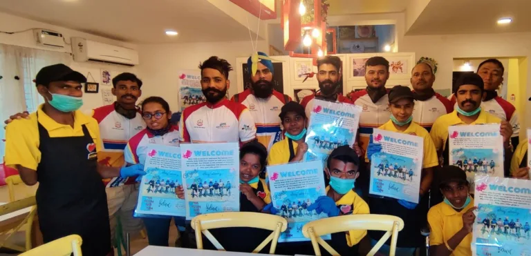 Infinity Ride 2020 takes to stop at The Mitti Cafe; para cyclists interact with specially-abled employees to raise awareness about para-sports