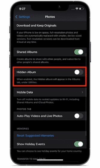 Disable hidden album 10 Tips to Improve Security and Privacy in your device running iOS 14