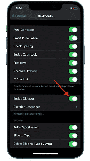 Enable Dictation 10 Tips to Improve Security and Privacy in your device running iOS 14