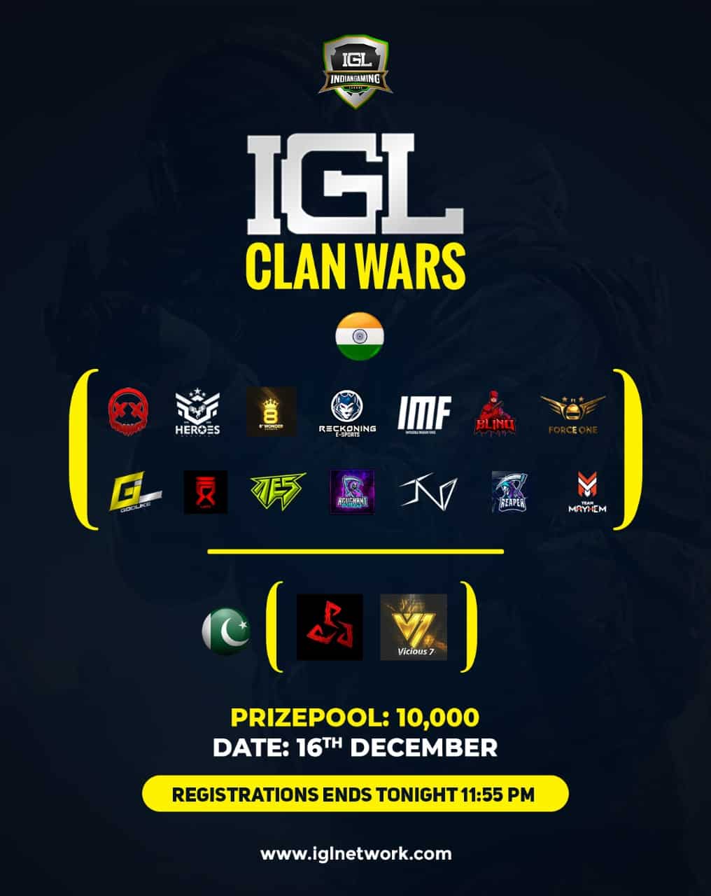 Indian Gaming League (IGL) to host “IGL Clan Wars” on 16th December 2020