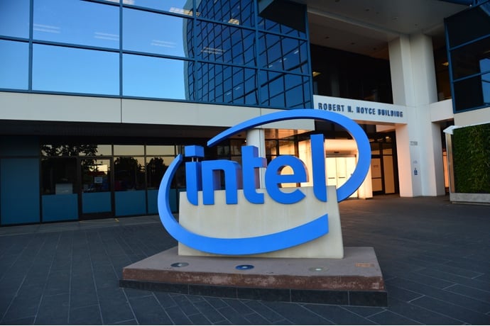 The Robert N. Boyce Building in Santa Clara, California, is the world headquarters for Intel Corporation. This photos is from Oct. 26, 2017. (Credit: Walden Kirsch/Intel Corporation)