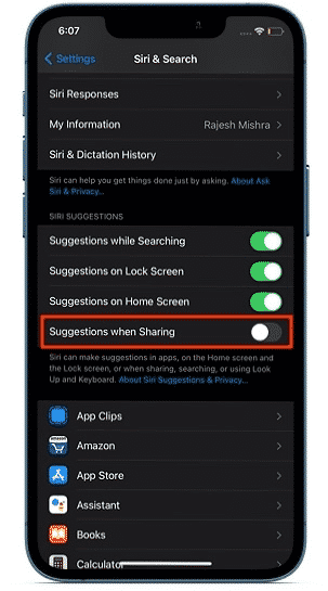 Remove contact suggestions in the share sheet 10 Tips to Improve Security and Privacy in your device running iOS 14