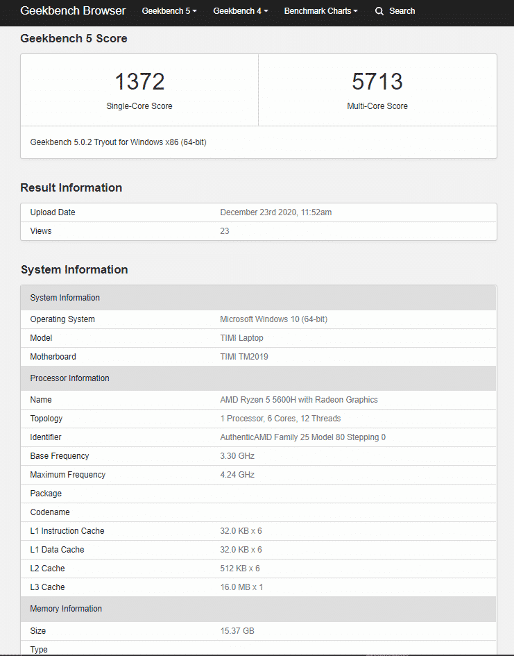 AMD Ryzen 5 5600H with 6 cores and 4.24 GHz boost clock speeds spotted on GeekBench