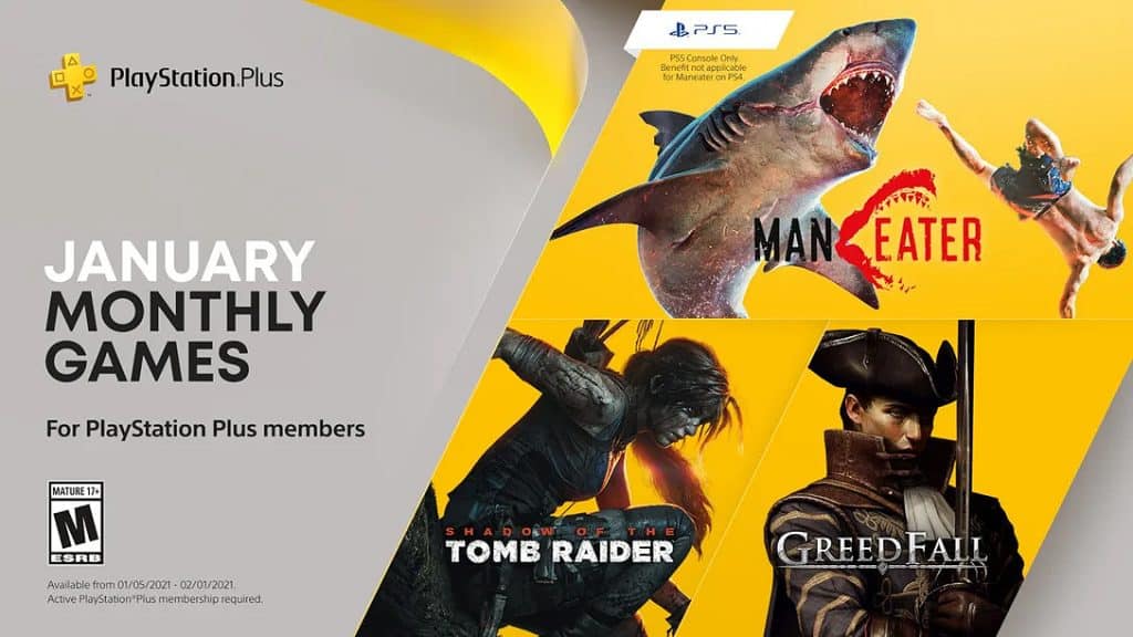 WCCFpsplusfreegames5 January’s PS Plus Free Games Packs Maneater for PS5, Greedfall, and More