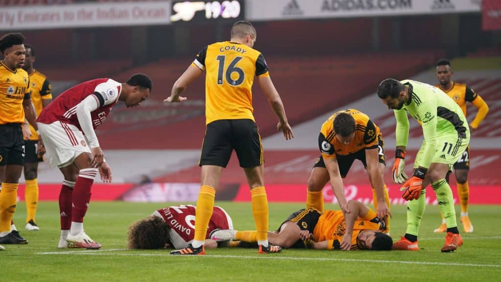 arsenal david luiz wolves raul jimenez gettyimages 1288467587 Concussion substitutions to be trialled in January 2021