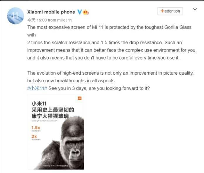 mi 11 gorilla glass victus 696x591 1 Xiaomi Mi 11 series confirmed to have the latest Corning Gorilla Glass Victus protection