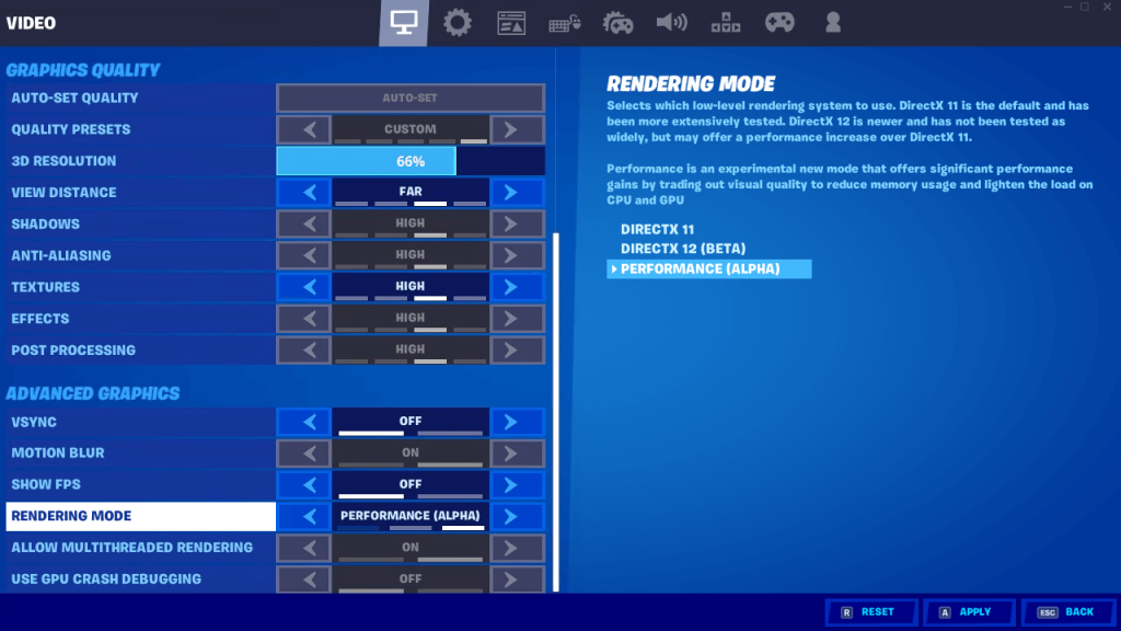 settings 1280x720 d569baa9f95a 0 9 Epic Games to deliver a new performance mode and rendering mode