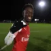 BOREHAMWOOD, ENGLAND - JANUARY 18:  Flo Balogun of Arsenal celebrates  after the match between Arsenal U18 and Tottenham Hotspur U18 in the FA Youth Cup 4th Round at Meadow Park on January 17, 2019 in Borehamwood, England.  (Photo by David Price/Arsenal FC via Getty Images)