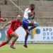 Muharua Katjyeko of Namibia challenged by Bilal Soken of Tunisia during the 2019 Rugby Africa Mens 7s match between Tunisia and Namibia at the Bosman Stadium, Brakpan on the 08 November 2019 ©Muzi Ntombela/BackpagePix