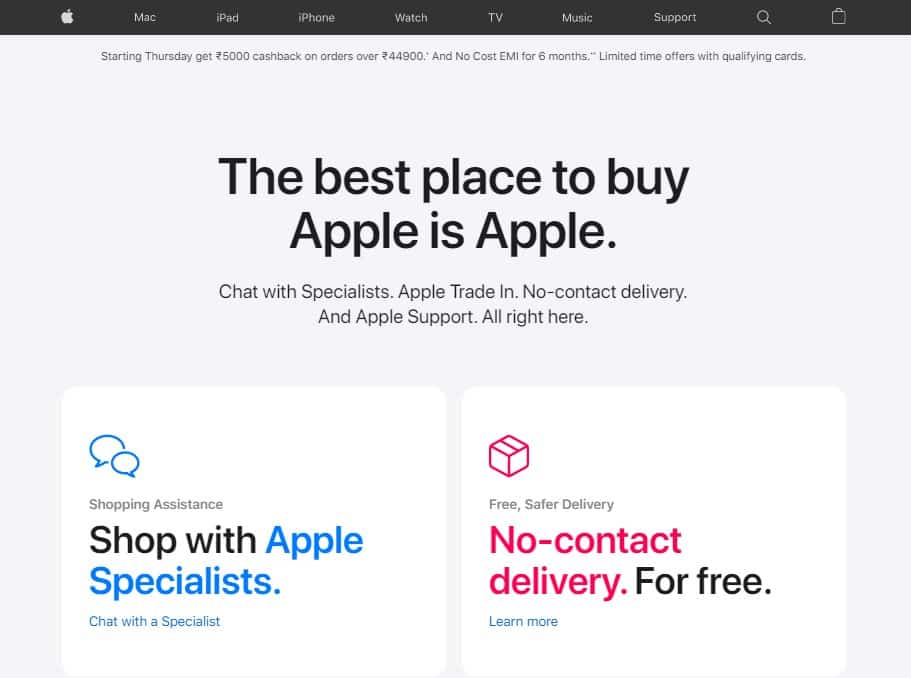 Screenshot 2021 01 17 211607 Get Rs. 5,000 Cashback on Orders Over Rs. 44,900 in India: Apple Store Offering
