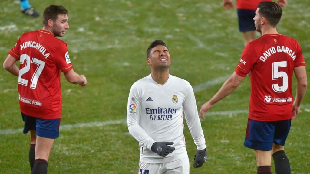 casemiro real Madrid Zidane hits out at snow for 0-0 draw against Osasuna