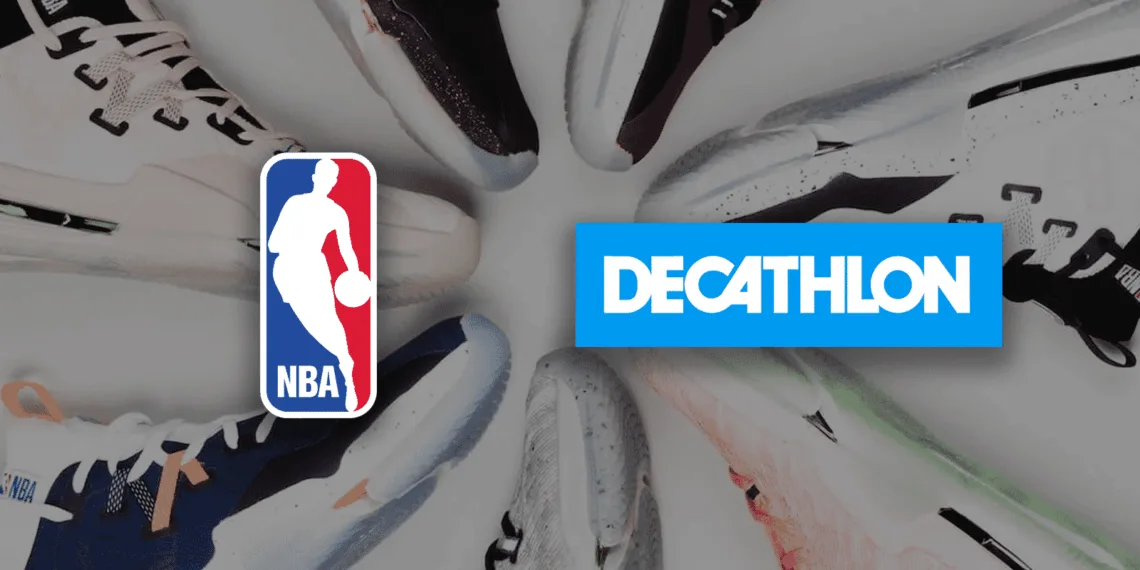 Logos of the NBA and Decathlon.