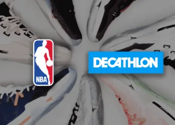 Logos of the NBA and Decathlon.