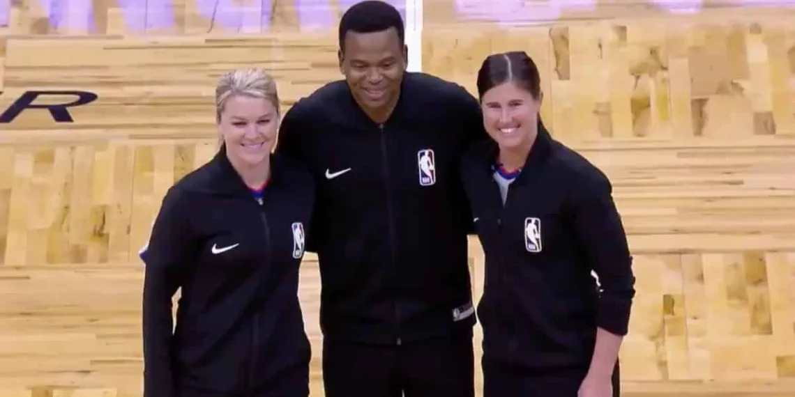 Natalie Sago and Jenna Schroeder have made NBA history as the first female referees to work on the same court.